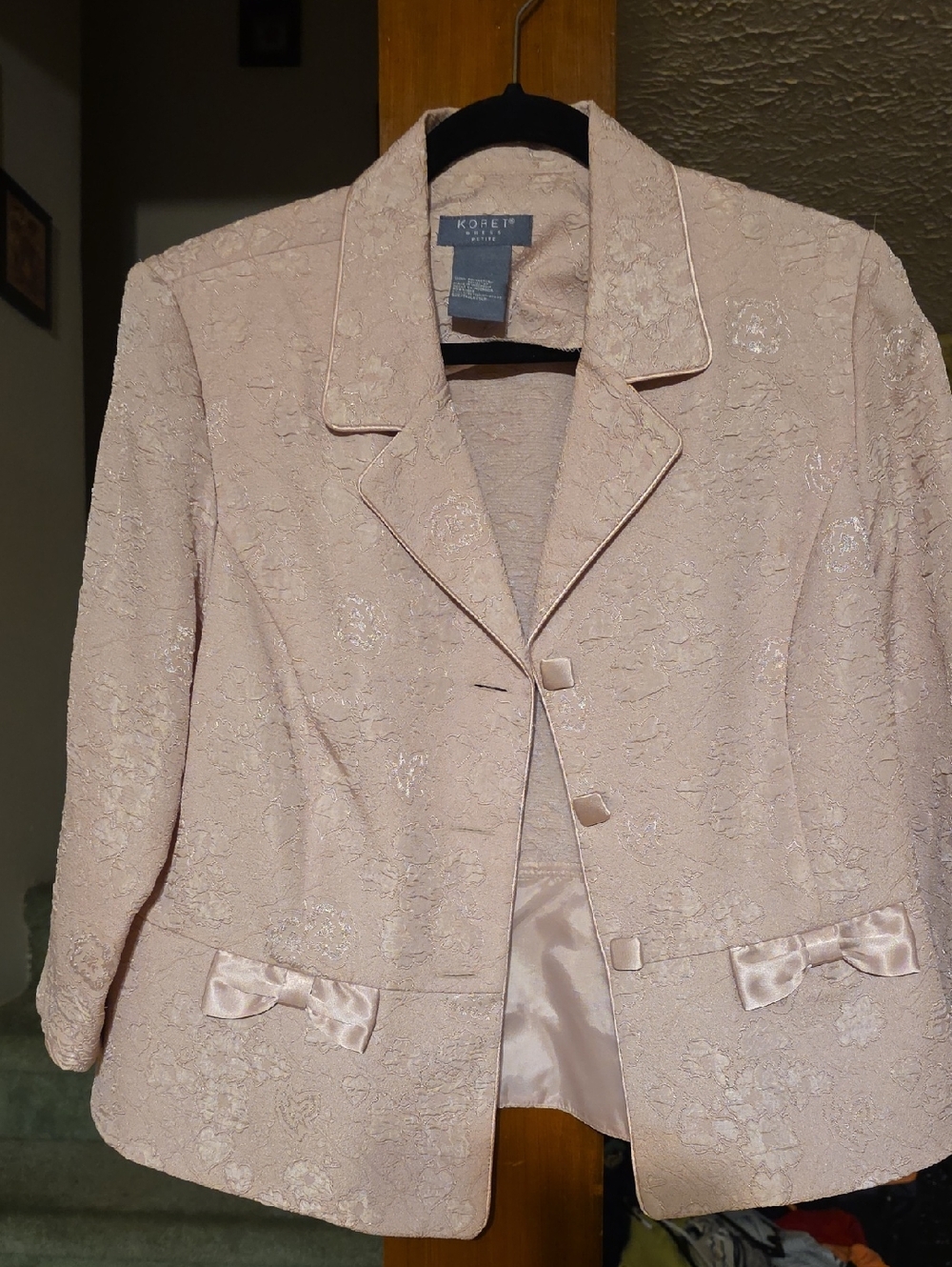 Koret Pale Pink Lace Satin-Trim Blazer Jacket
